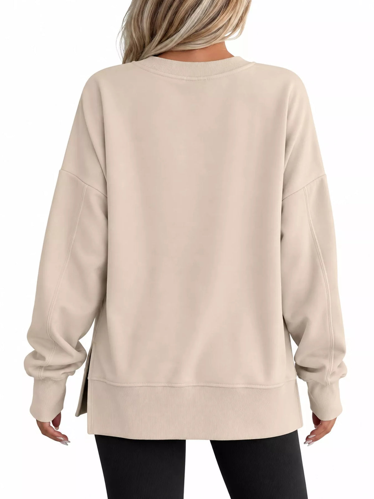 Oversized Crew Neck Sweatshirt with Side Slit