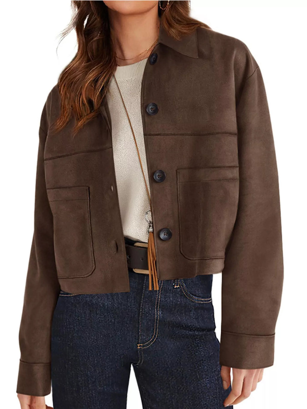 Button-Down Cropped Jacket