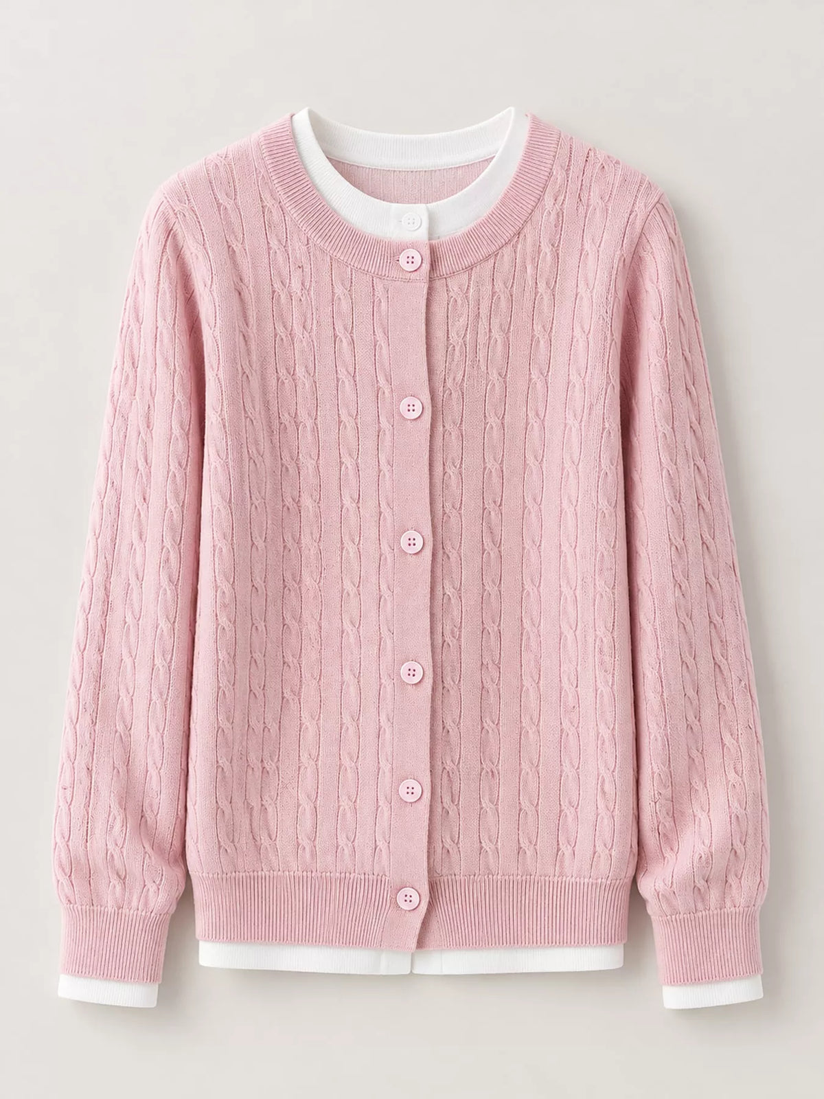 Cable-Knit Button-Down Cardigan