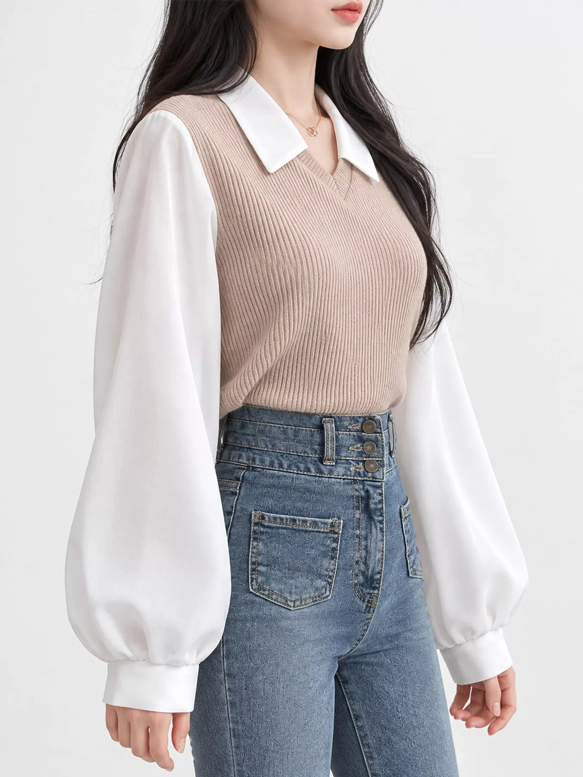 Layered Look Long Sleeve Blouse