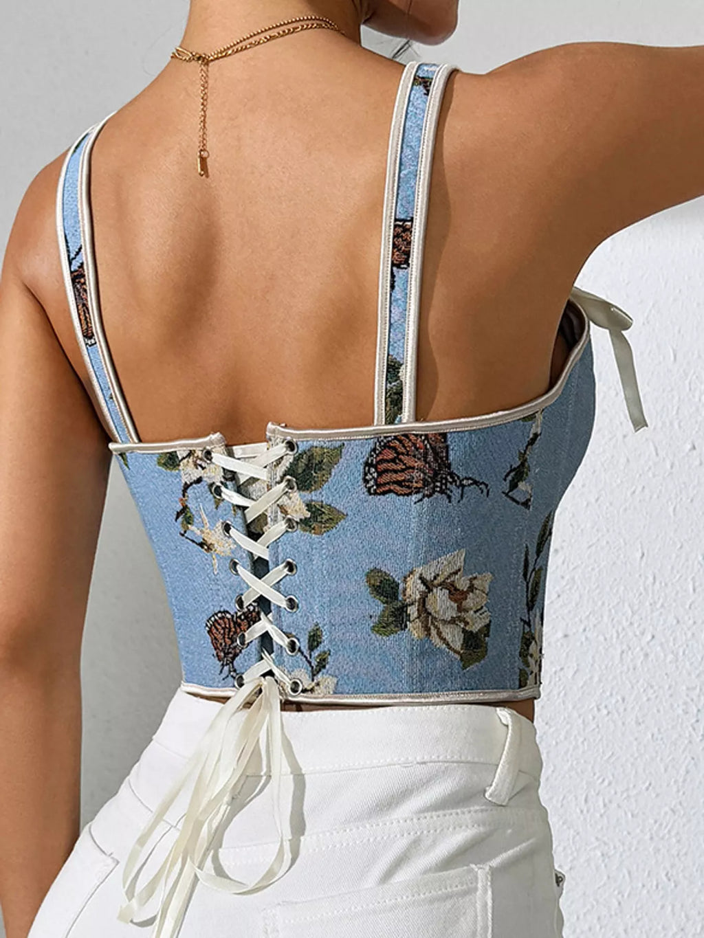 Floral Lace Up Back Tank