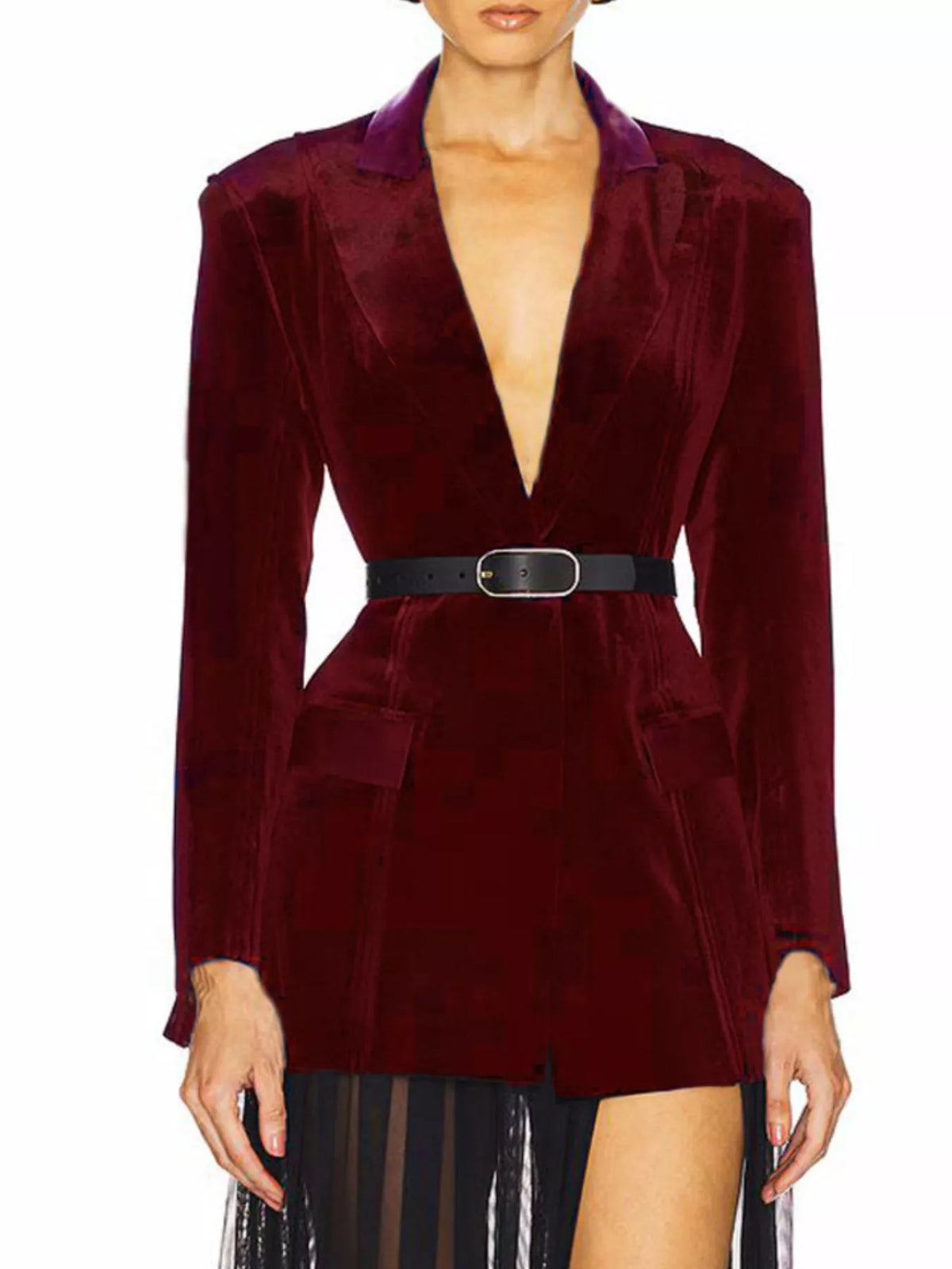 One-Button Long Sleeve Blazer