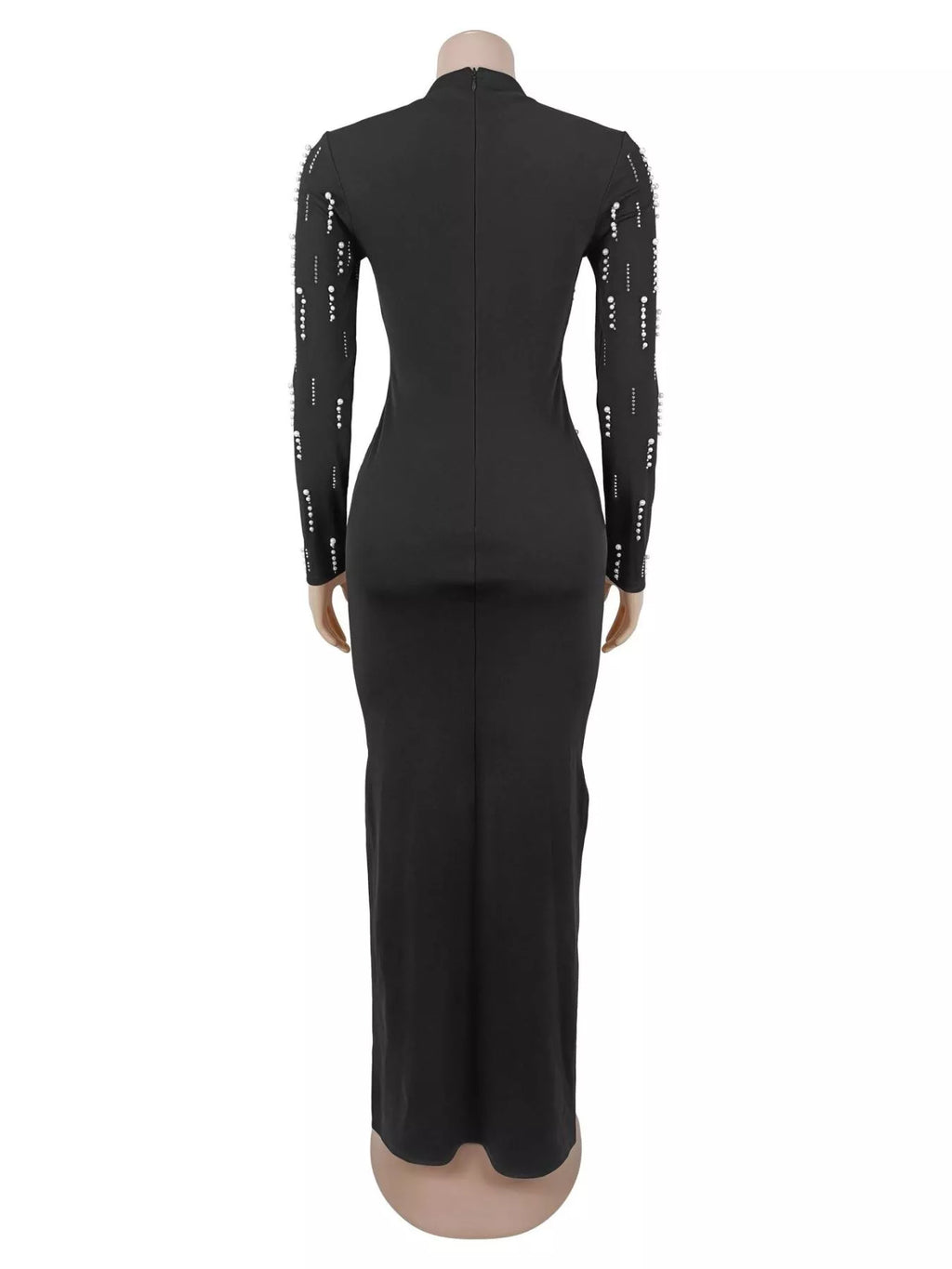 Pearl Detail Long Sleeve Maxi Dress