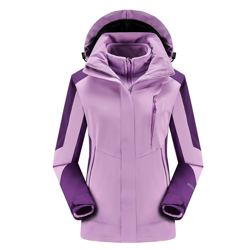 Outdoor Two-piece Windproof 3-in-1 Jacket, Plus-size
