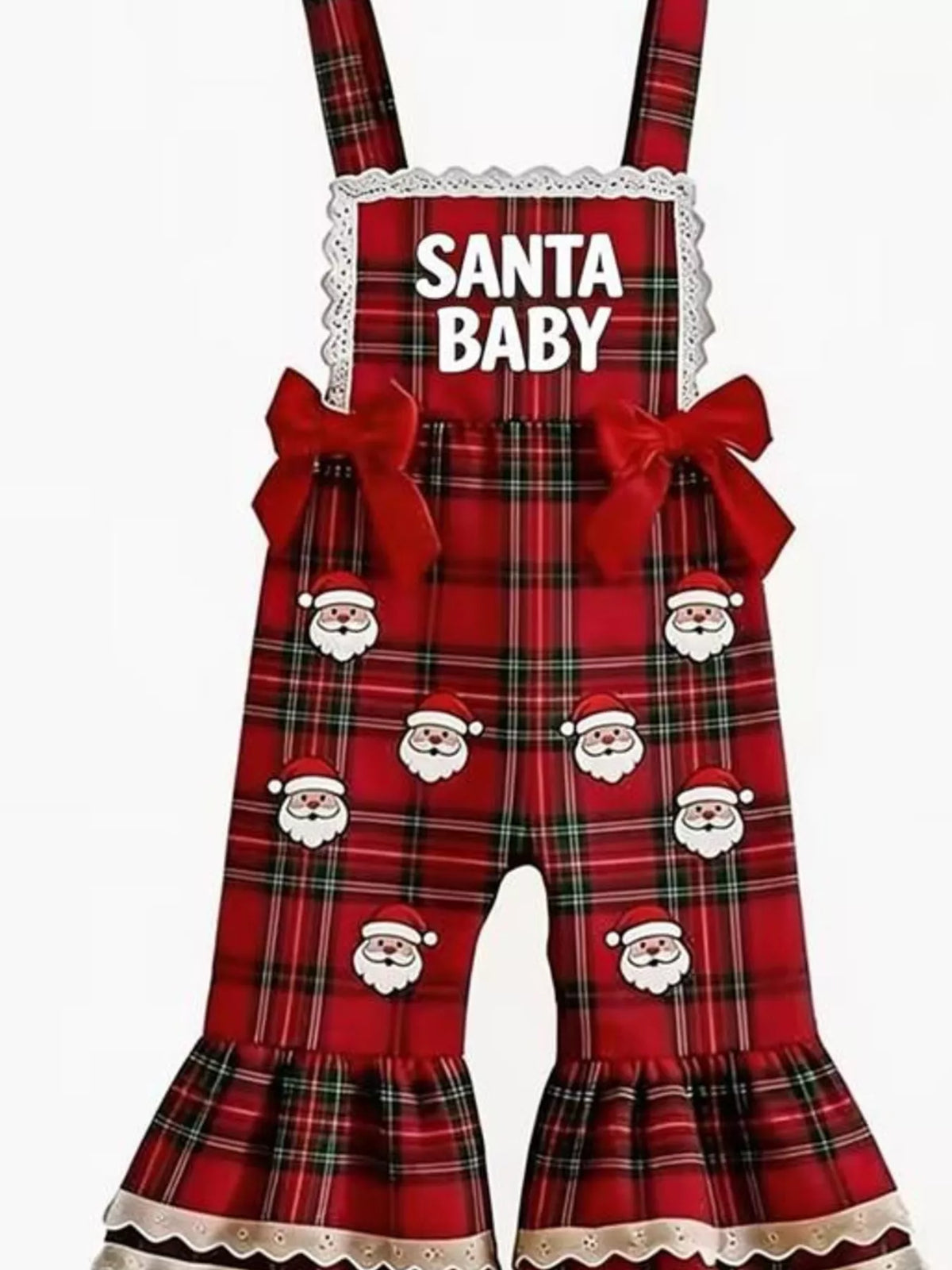 Children's Santa Baby Plaid Ruffle Jumpsuit
