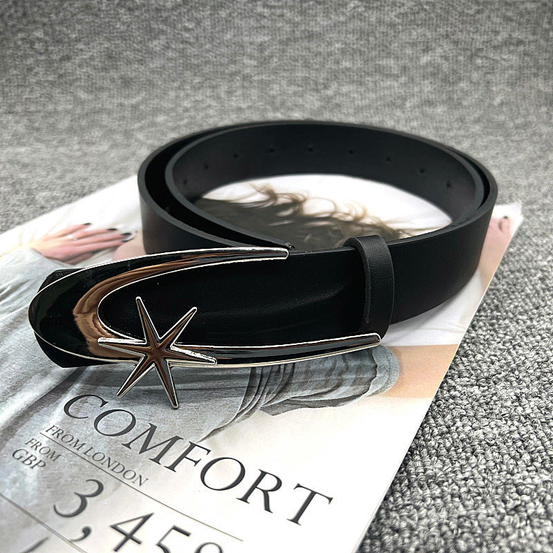 Versatile Belt For Women With Jeans New Crescent Moon Star Fashion