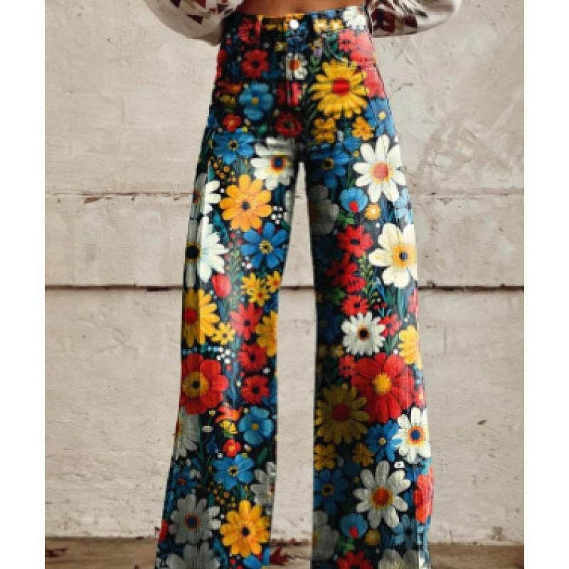 Women's Thin Faux Denim Straight-leg Pants