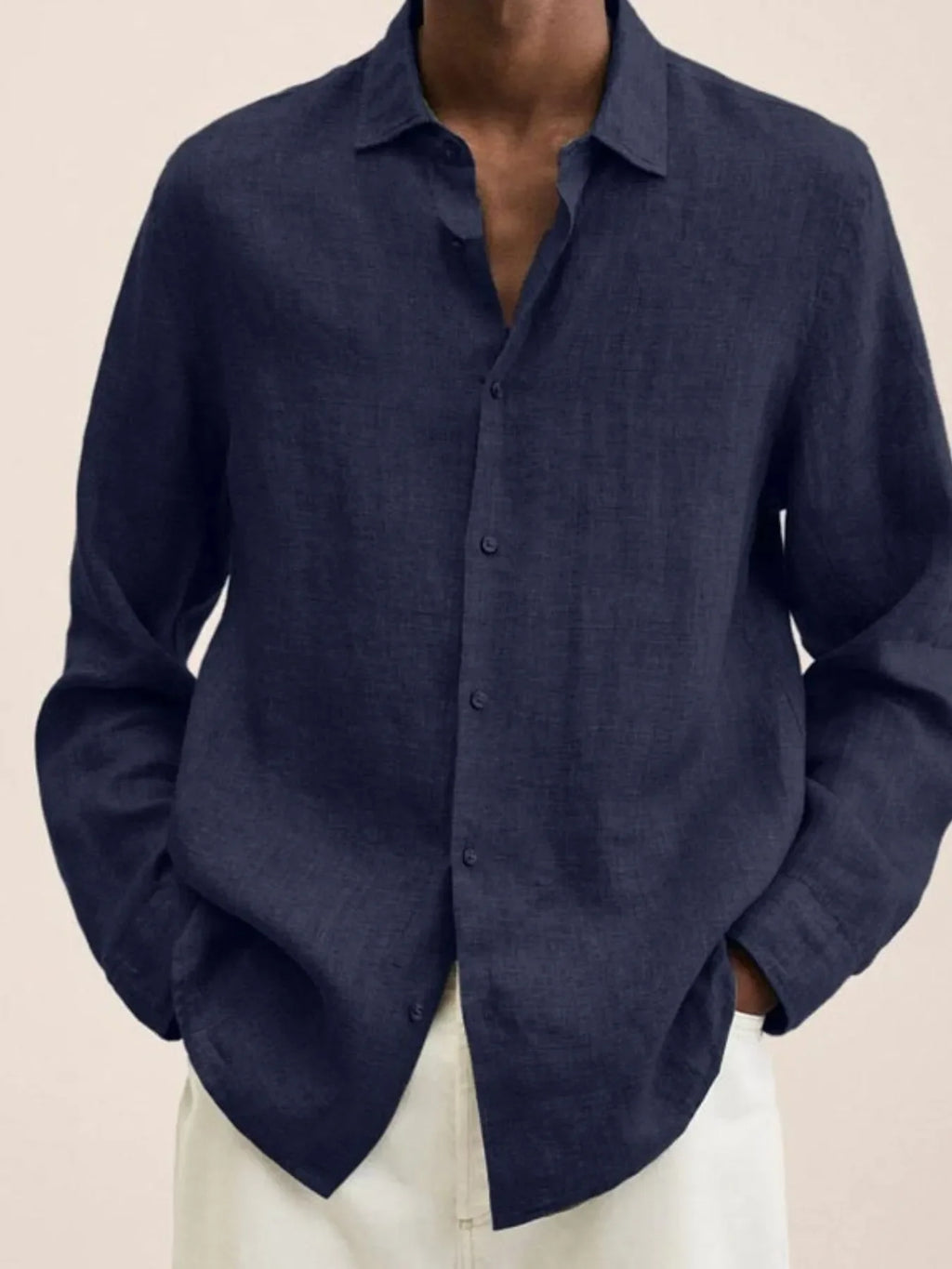 Men's Full Size Button-Down Long Sleeve Shirt Plus Size