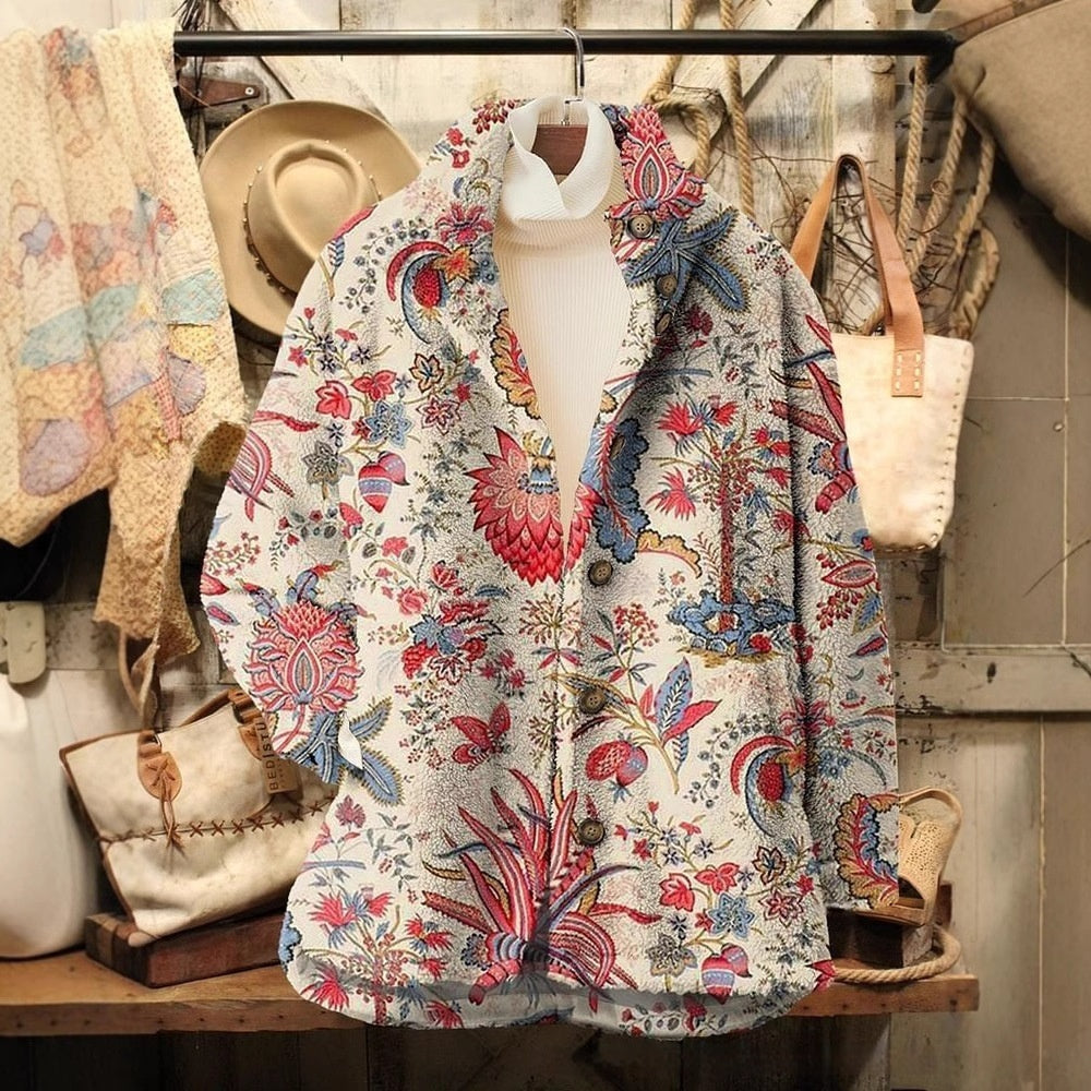 3D Pattern Flannel Coat Winter Women's Clothing