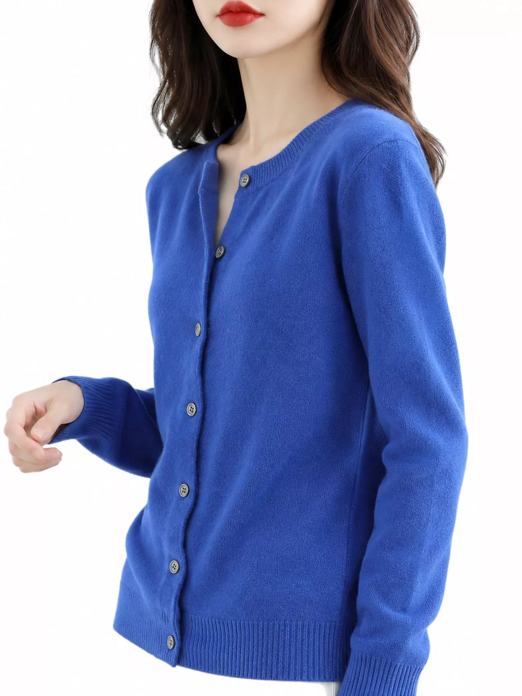 Crew-Neck Button-Down Cardigan