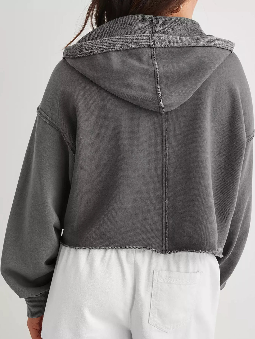 Dropped Shoulder Cropped Hoodie