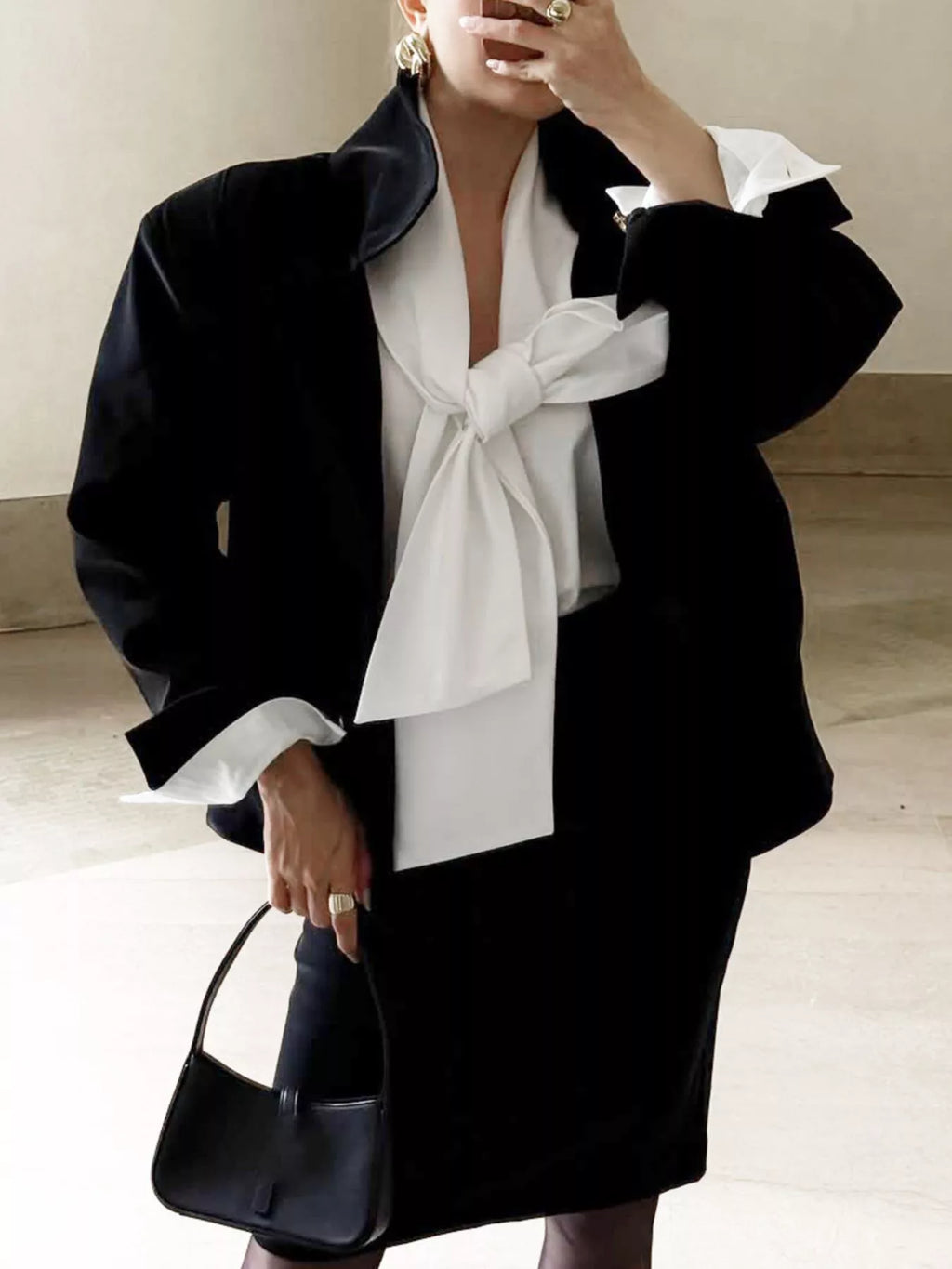 Tie Front Puff Sleeve Shirt