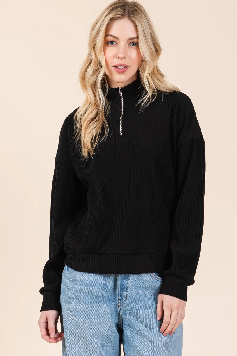 Quarter-Zip Pullover Sweatshirt with Pockets