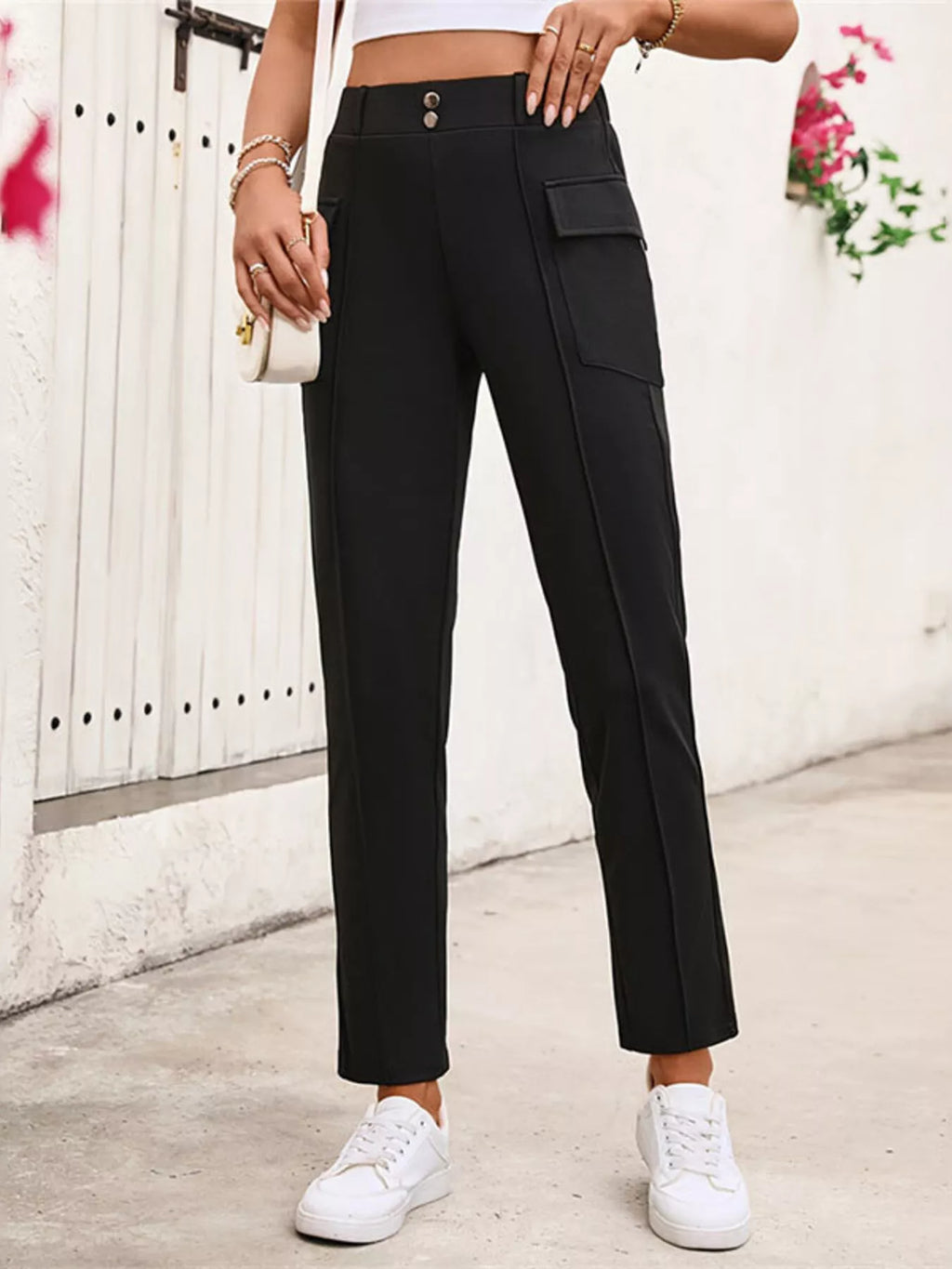 High-Waisted Slim Fit Pants