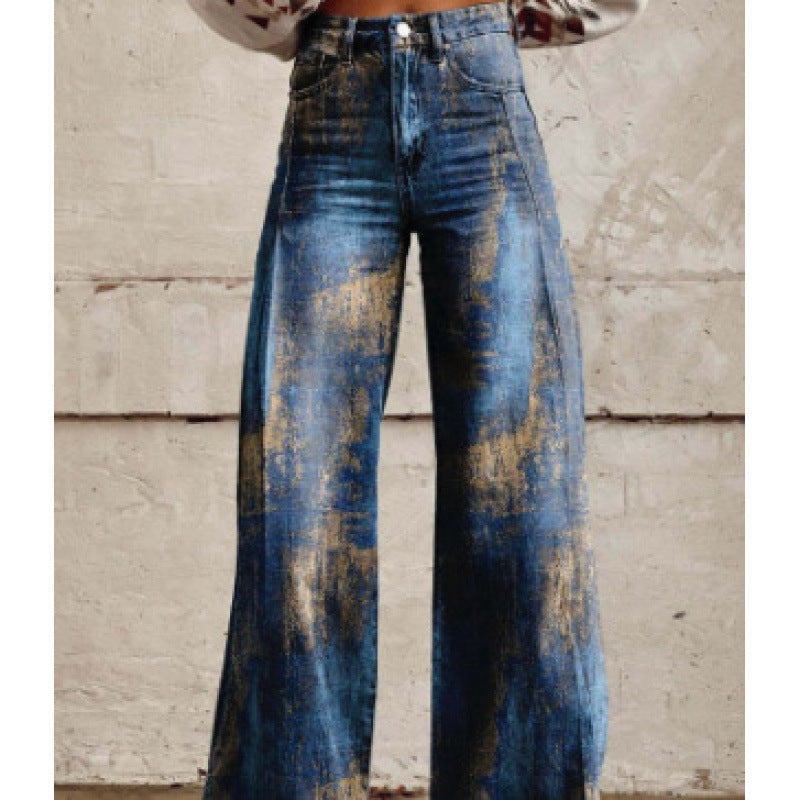 Women's Thin Faux Denim Straight-leg Pants