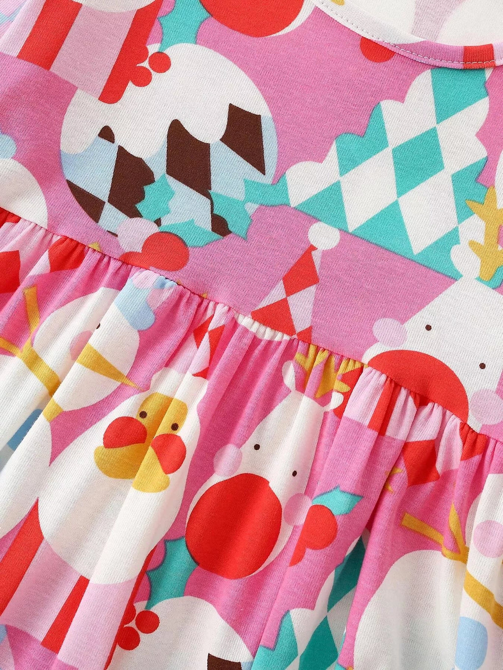 Children's Christmas Print Long-Sleeve A-Line Dress