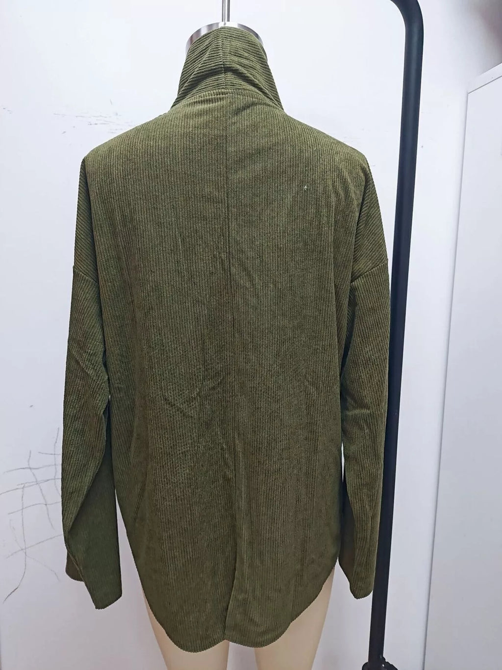 Asymmetric Button-Up Corduroy Jacket