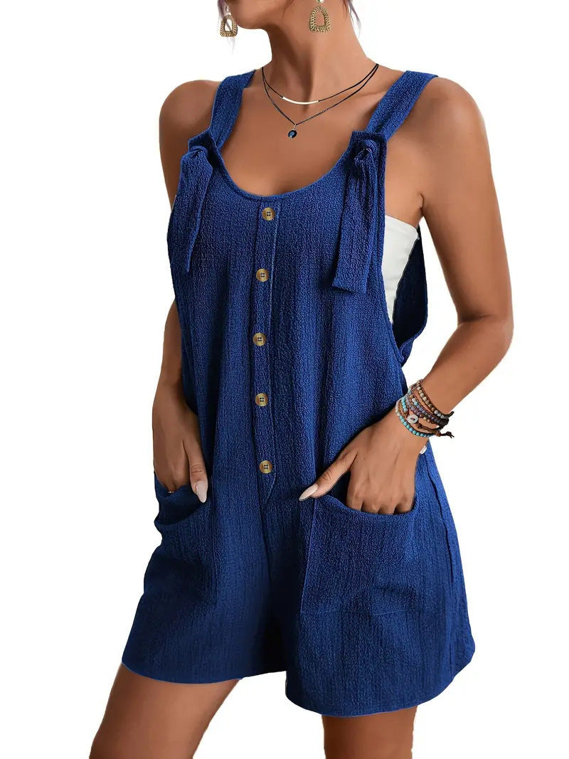 Casual And Stylish Strap Shorts Jumpsuit