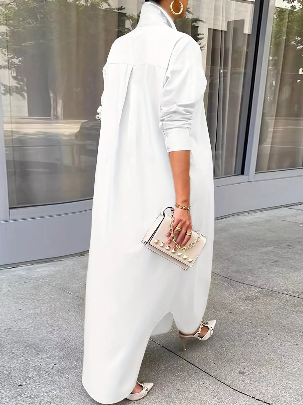 Plus Size Longline Button-Down Shirt
