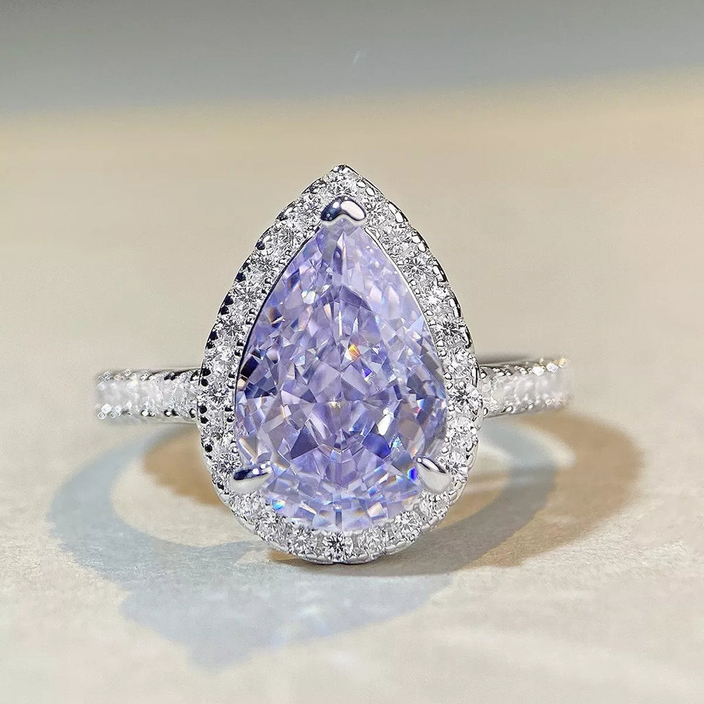 925 Sterling Silver Zircon Teardrop Ring
