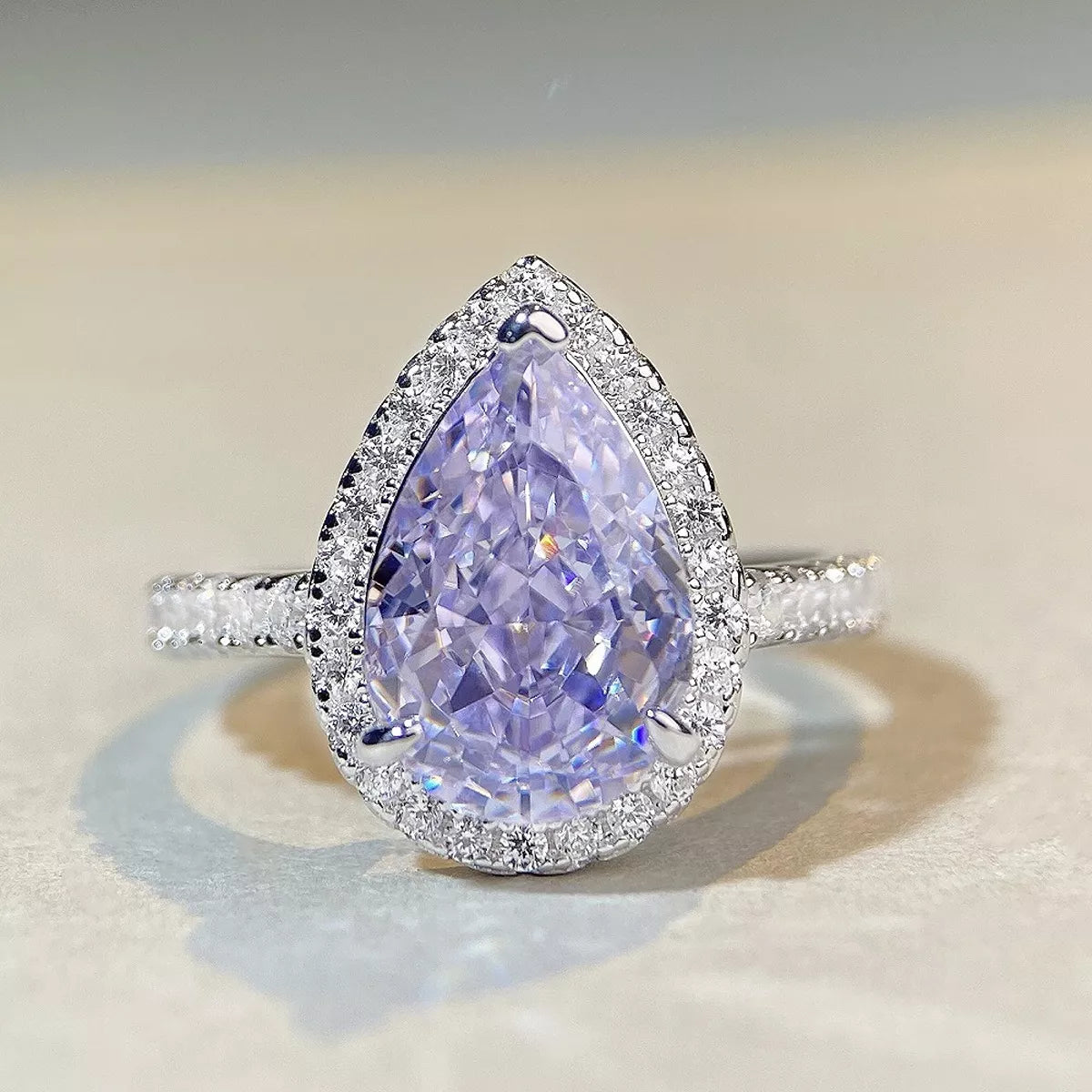 925 Sterling Silver Zircon Teardrop Ring