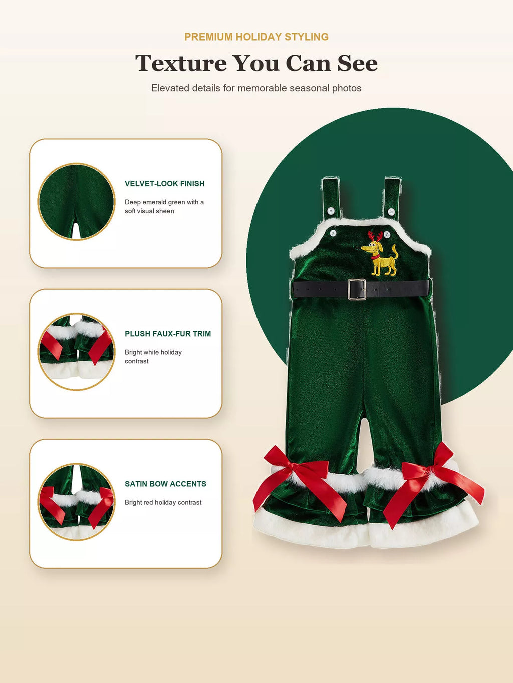 Children's Santa Baby Velvet Christmas Overalls