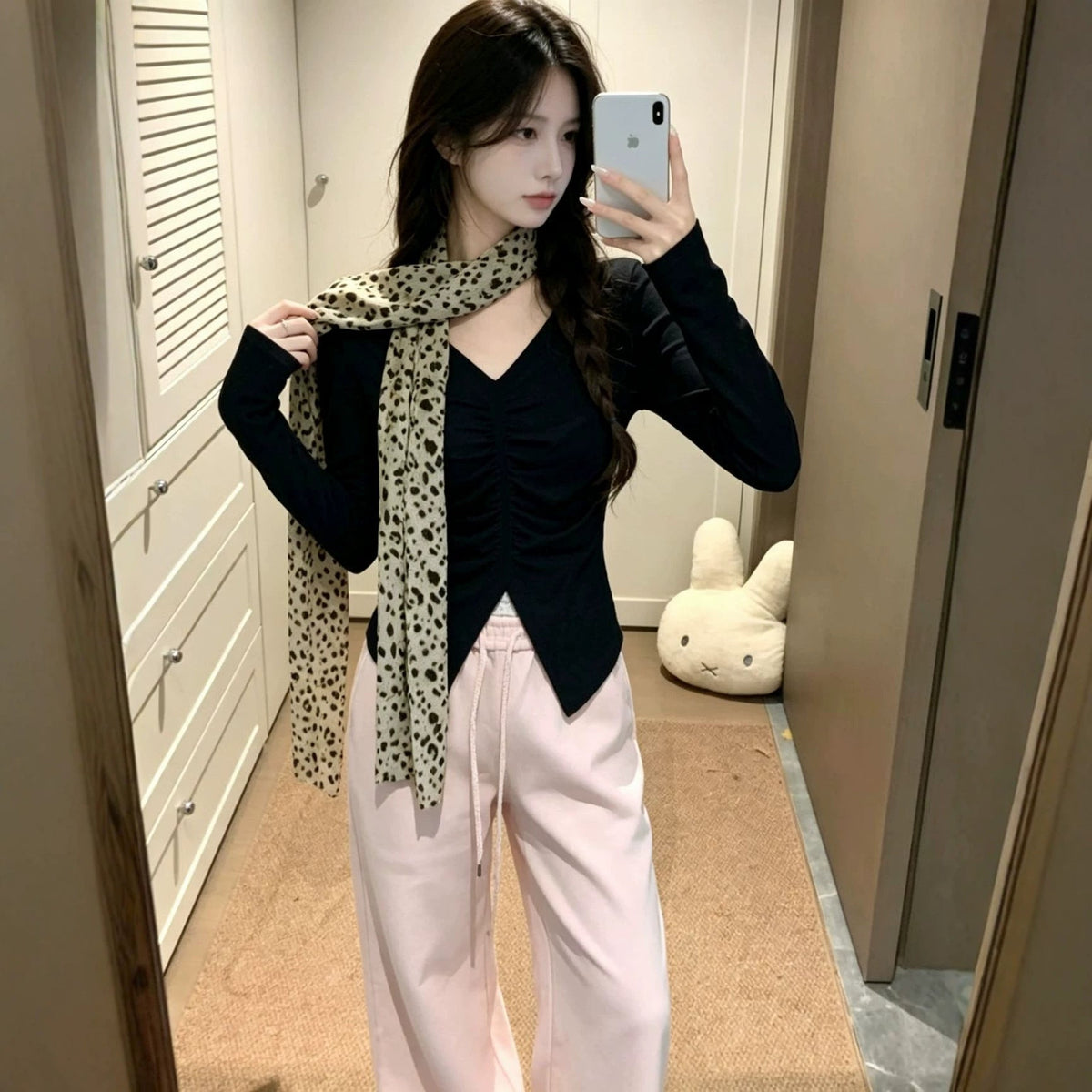 Ruched, Designer Long-Sleeve T-Shirt Base Layer