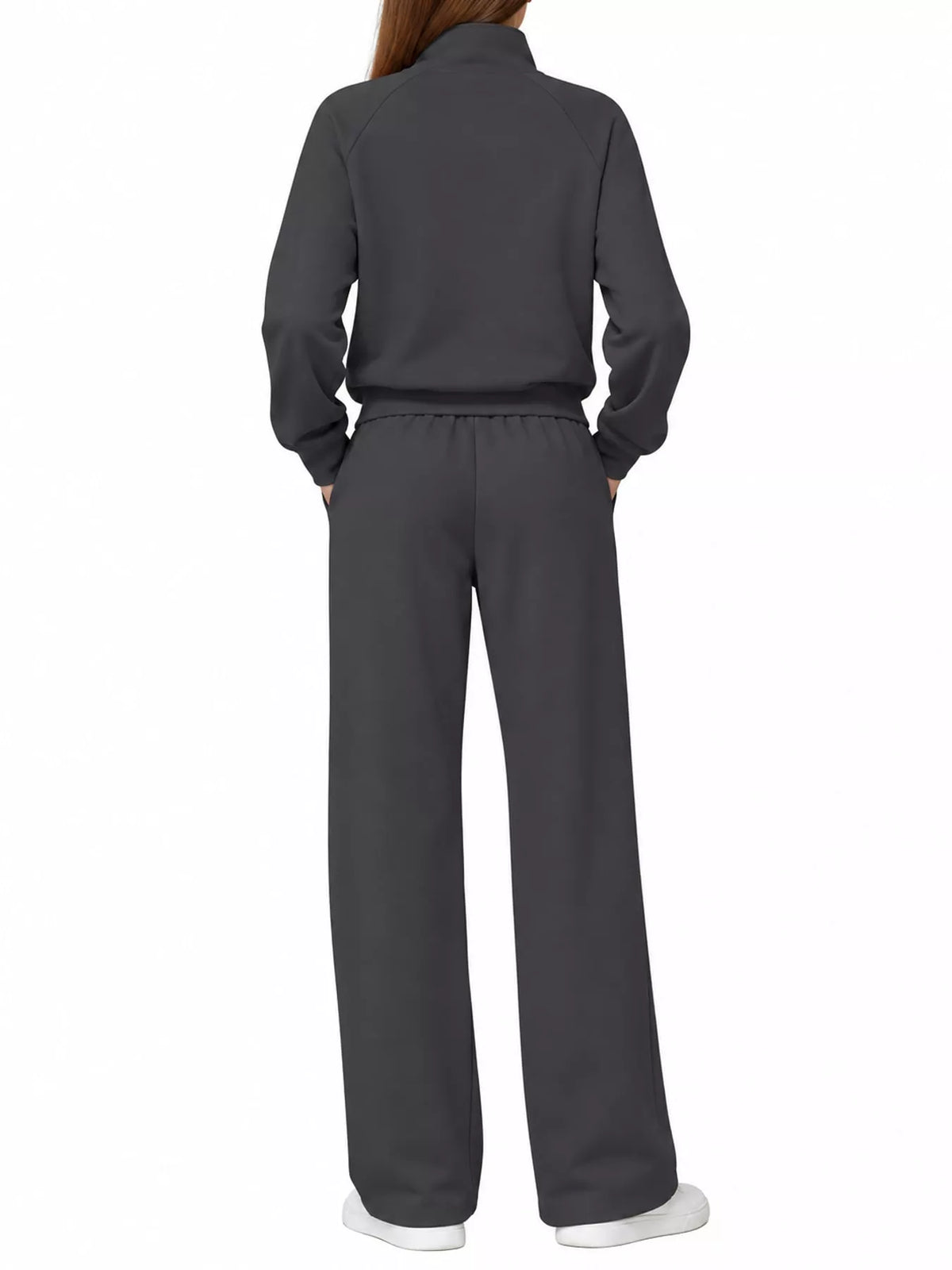 Half-Zip Sweatshirt and Wide-Leg Pants Set