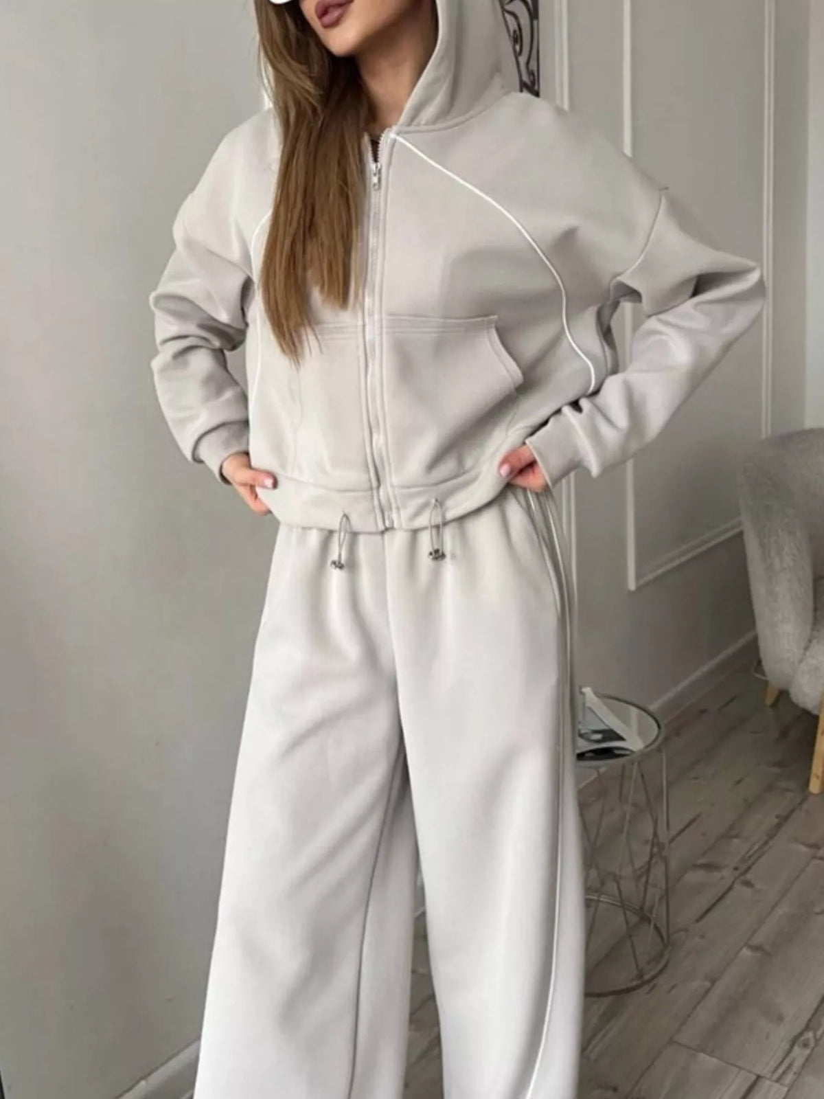 Fleece Zip-Up Hoodie and Joggers Set