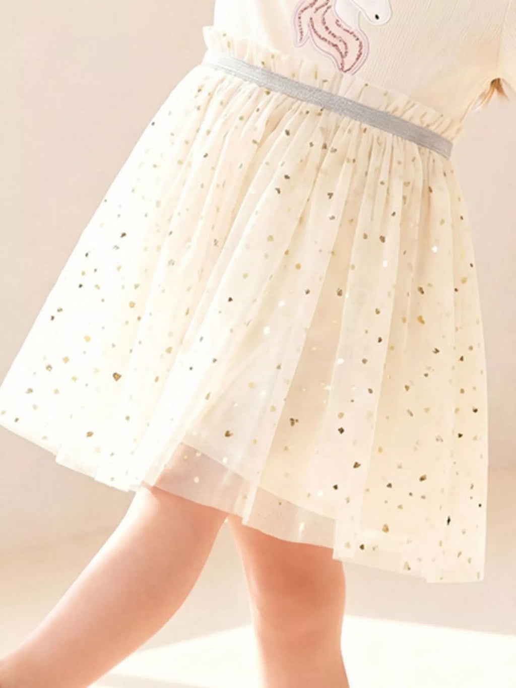 Children's Unicorn Applique Ruffle Trim Tulle Dress
