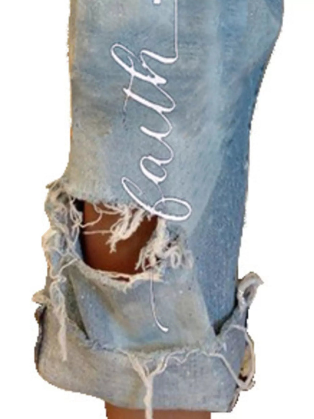 Full Size Floral Distressed Cropped Jeans Plus Size