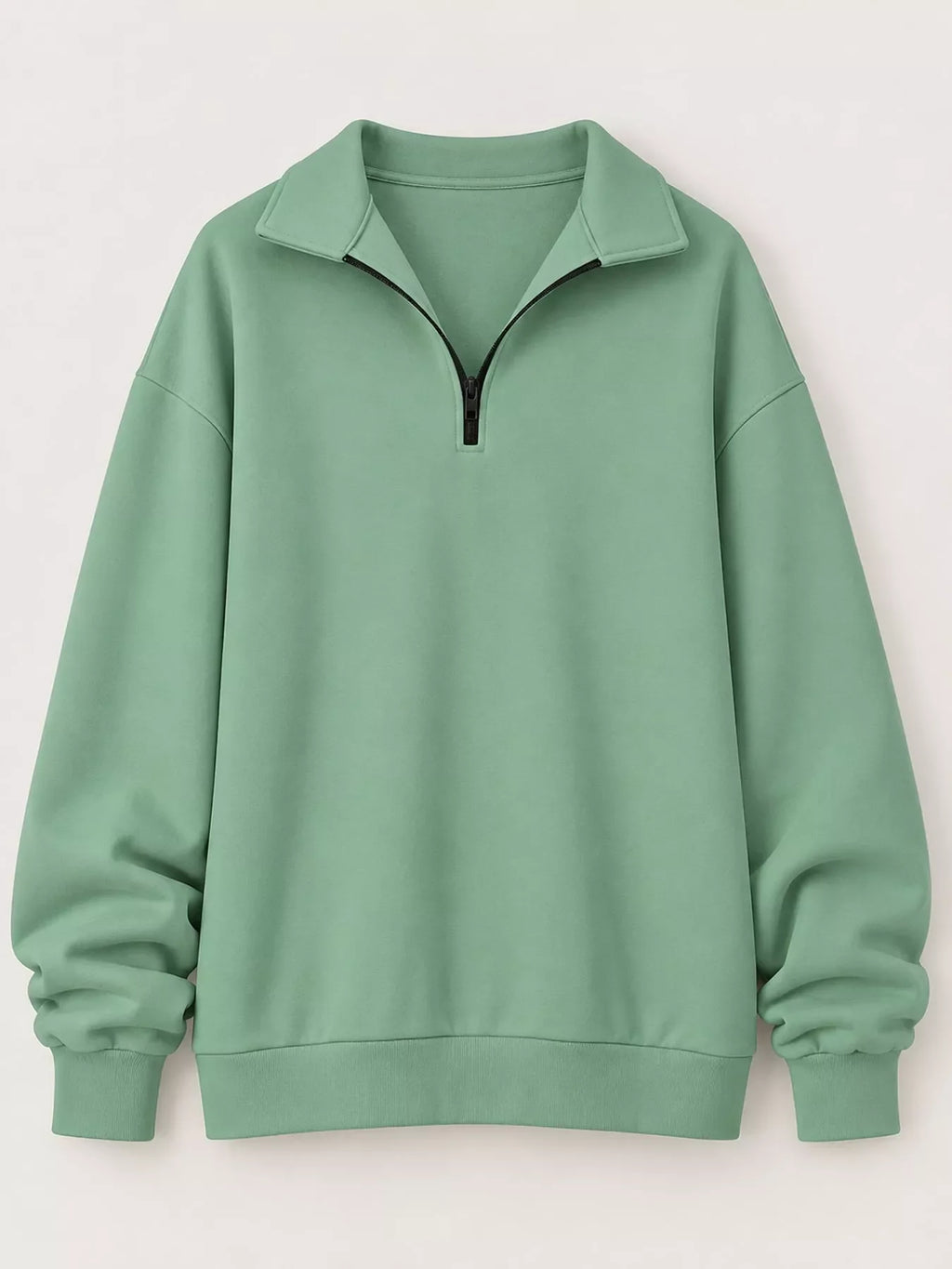 Full Size Quarter-Zip Dropped Shoulder Sweatshirt Plus Size