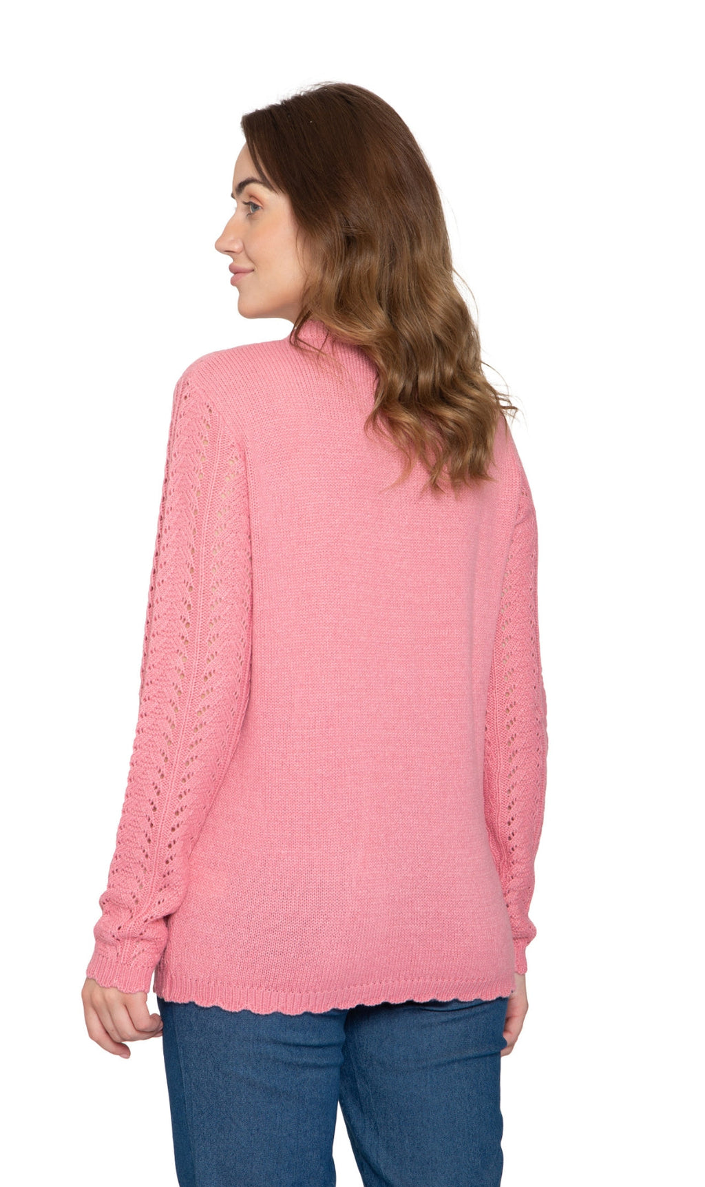 Women's Button Front Crochet Pointelle Cardigan with Pockets