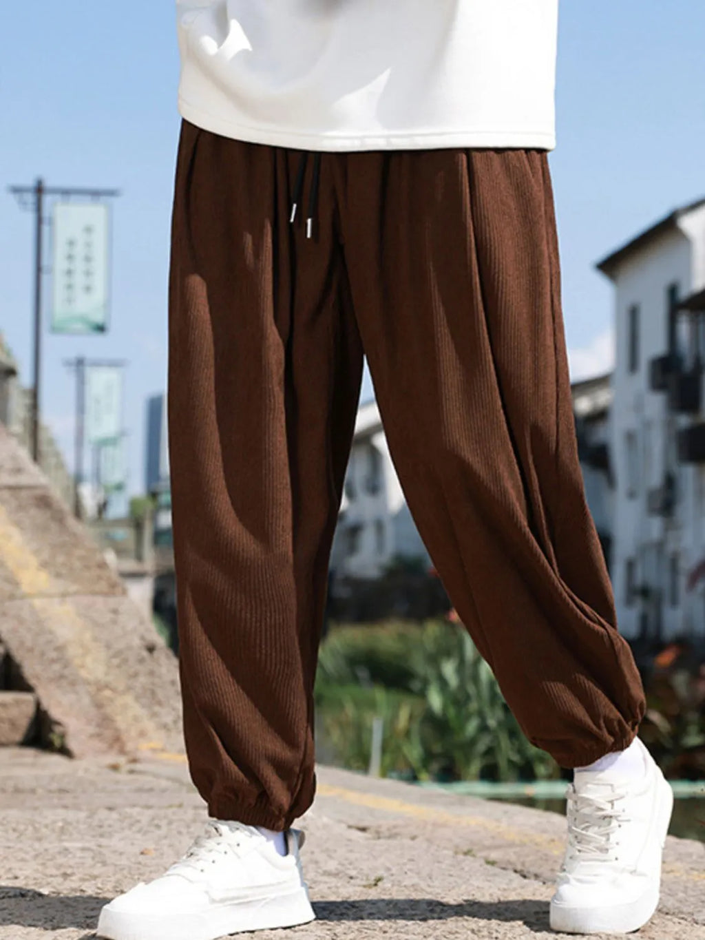 Men's Plus Size Drawstring Corduroy Joggers