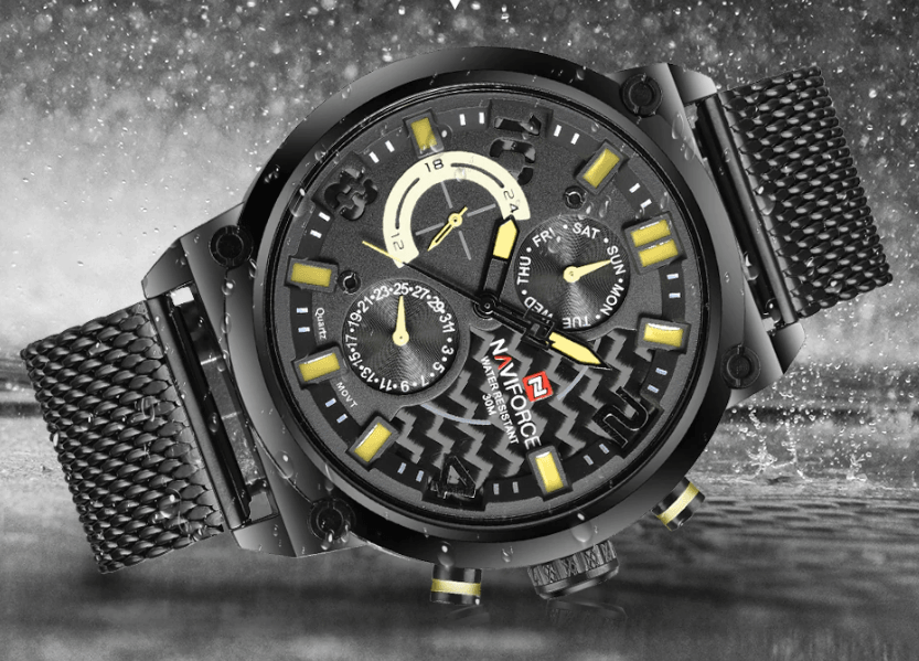Men's Multifunction Analog Quartz Watches Waterproof Wrist Watch With Stainless Steel Mesh Band Excellent Design Perfect Gift