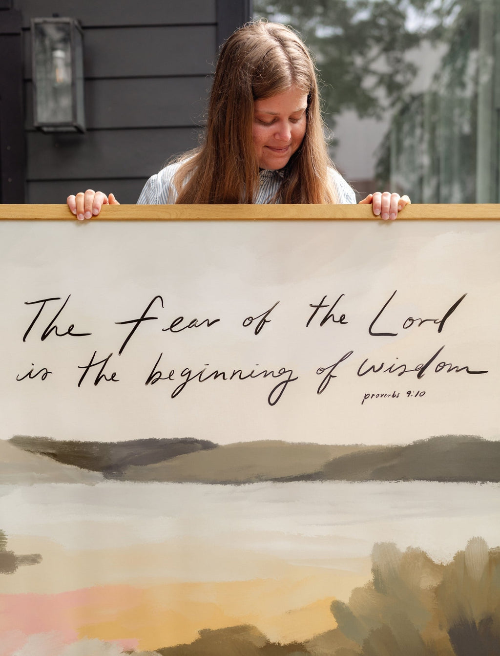 Large Canvas with Banner Wood: Fear Of The Lord, 60x40