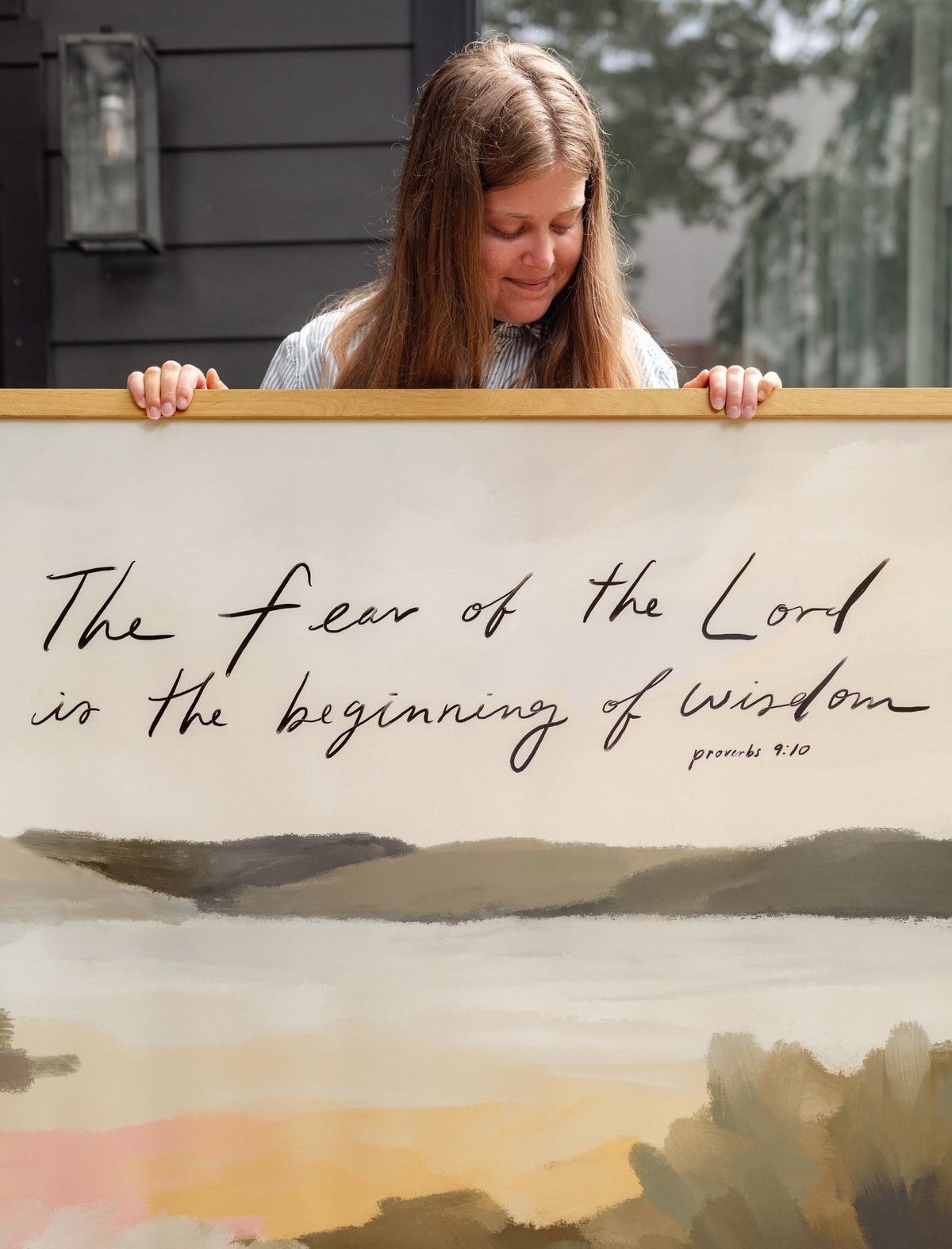 Large Canvas with Banner Wood: Fear Of The Lord, 60x40