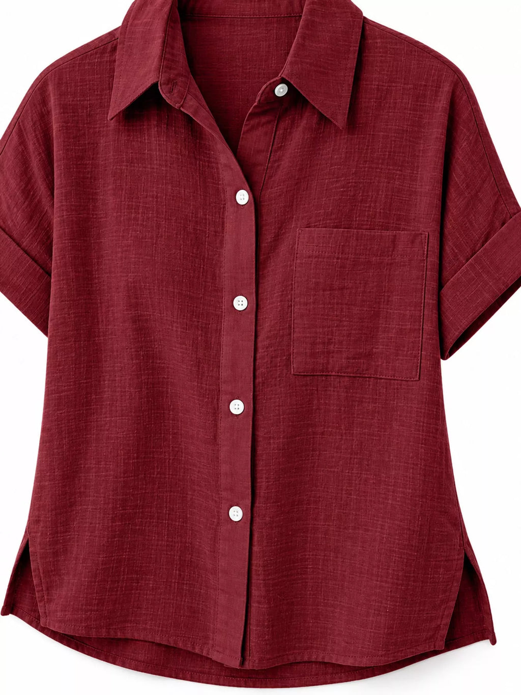 Full Size Button Up Short Sleeve Shirt Plus Size