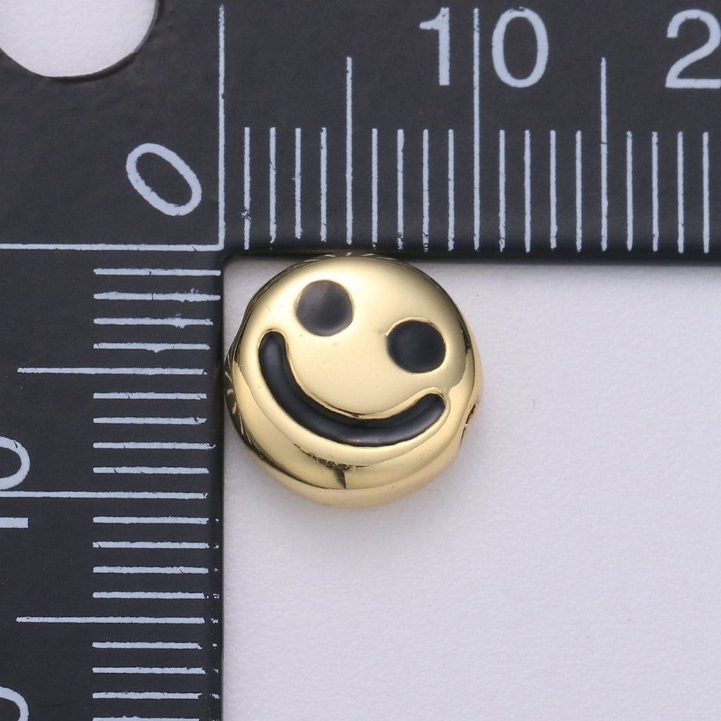 10mm CZ Gold Filled Beads, Smiley Beads, Happy Face Beads, Emoji Charm for Bracelet Necklace Supply B-350