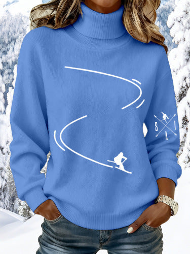 Women's Ski Lift Print Knit Sweater