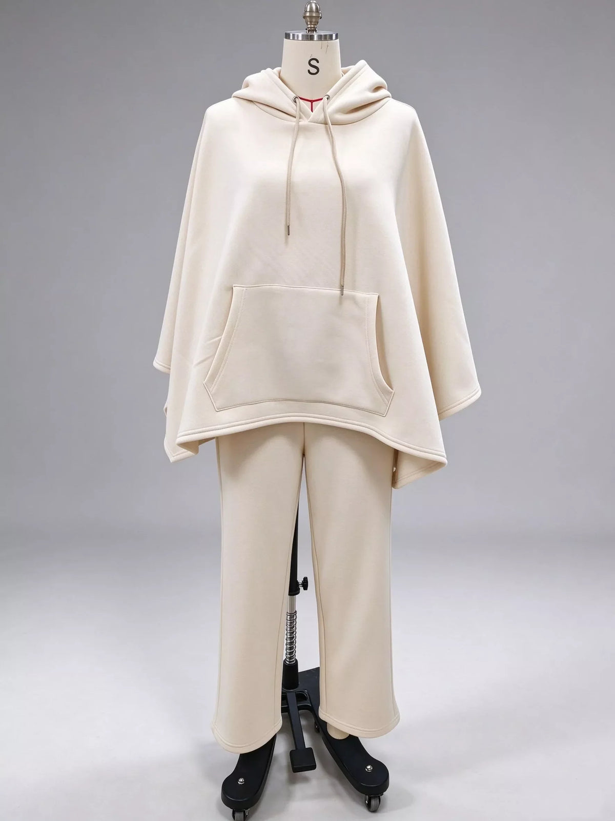 Hooded Poncho and Wide-Leg Pants Set