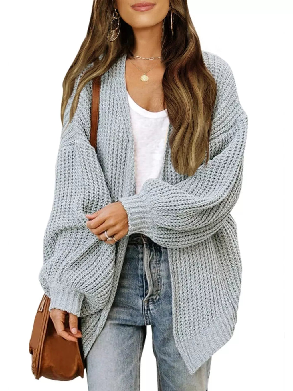 Open-Front Chunky Knit Cardigan