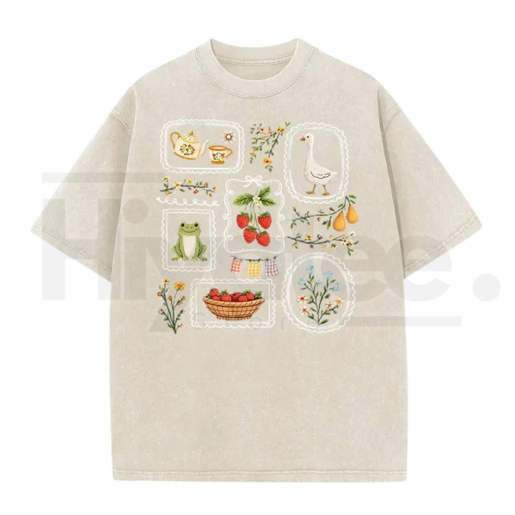 Women's Vintage Acid Wash T-Shirt – Soft Cotton Loose Retro Casual Top
