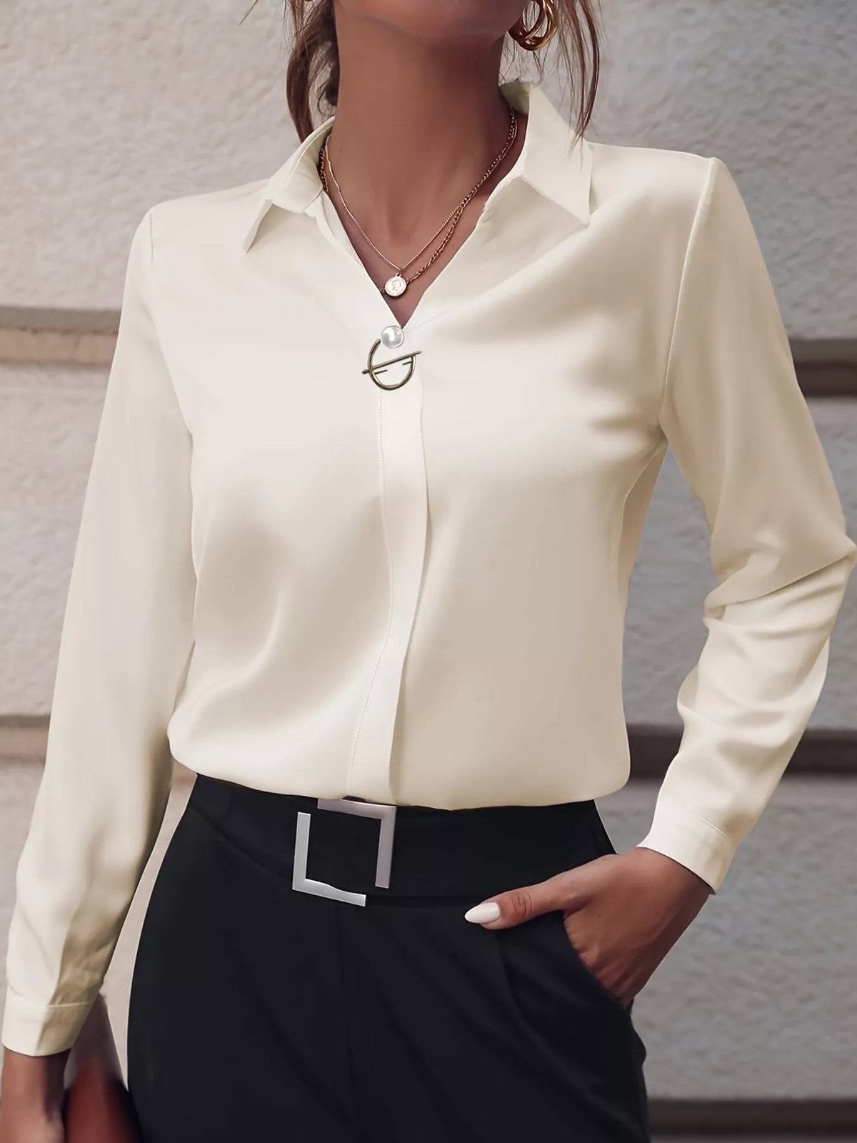 Long Sleeve Satin Blouse