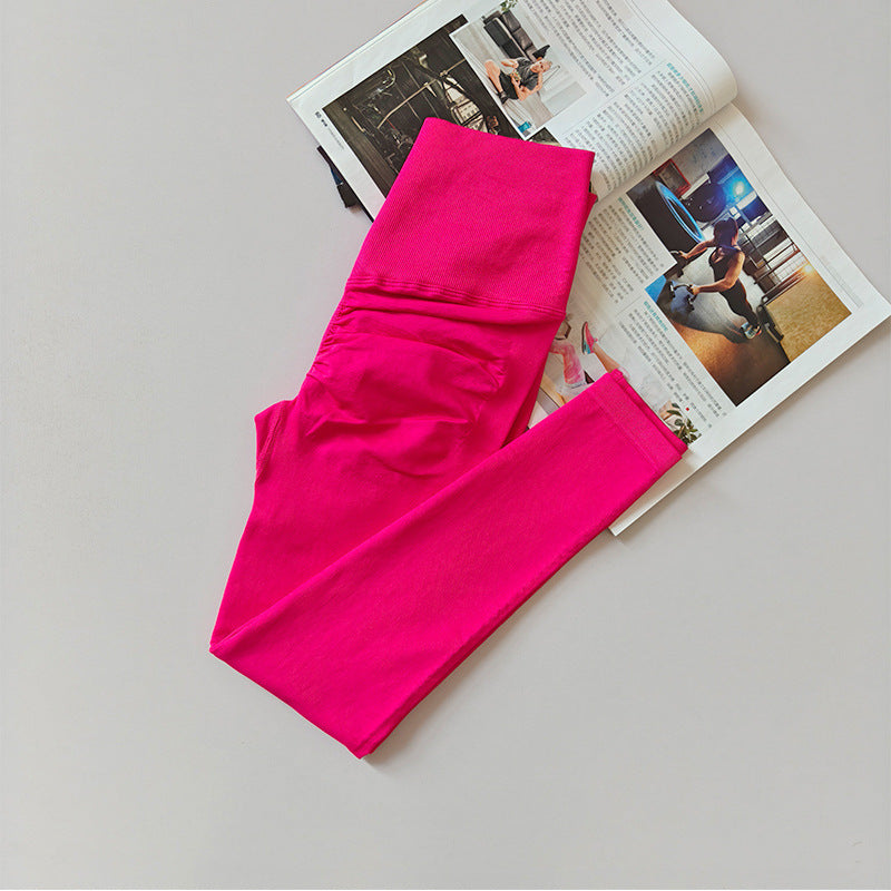 Seamless Womens High-Waisted Tummy-Control And Buttock-Lifting Peach Pants For Fitness