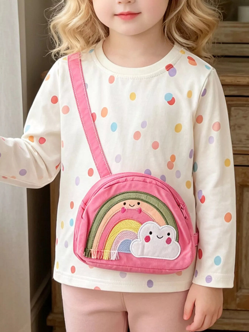 Children's Polka Dot Bag Applique T-Shirt