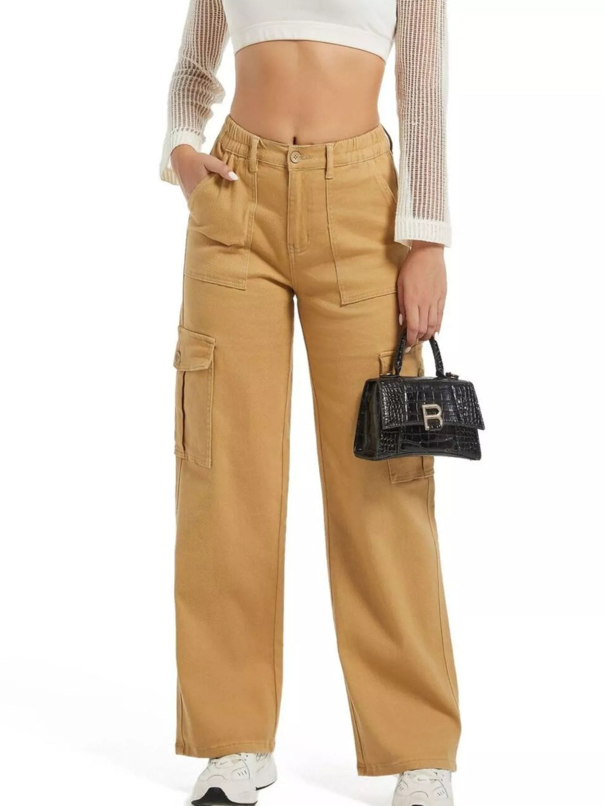 High-Waisted Cargo Jeans