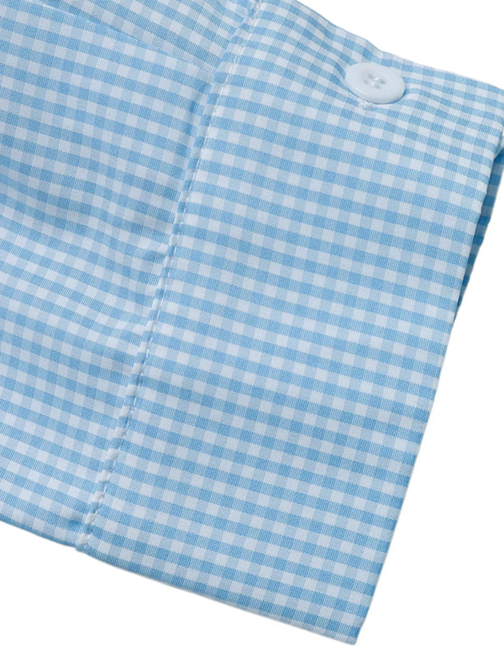 Gingham Bow-Tie Neck Long Sleeve Shirt