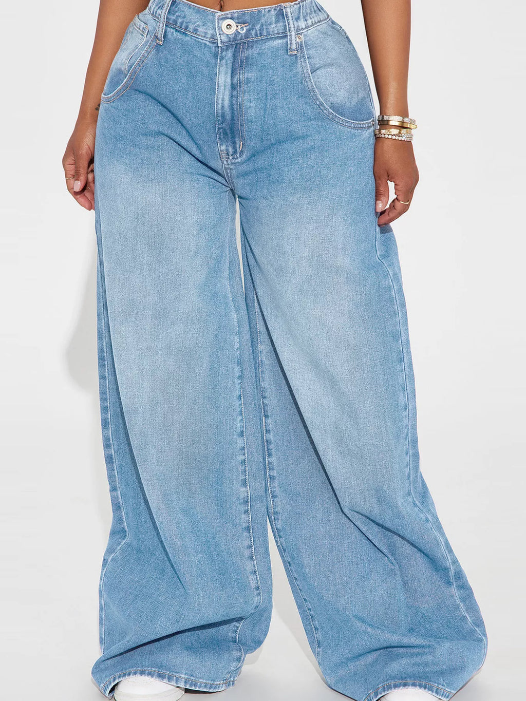 Full Size High-Waisted Wide-Leg Jeans Plus Size