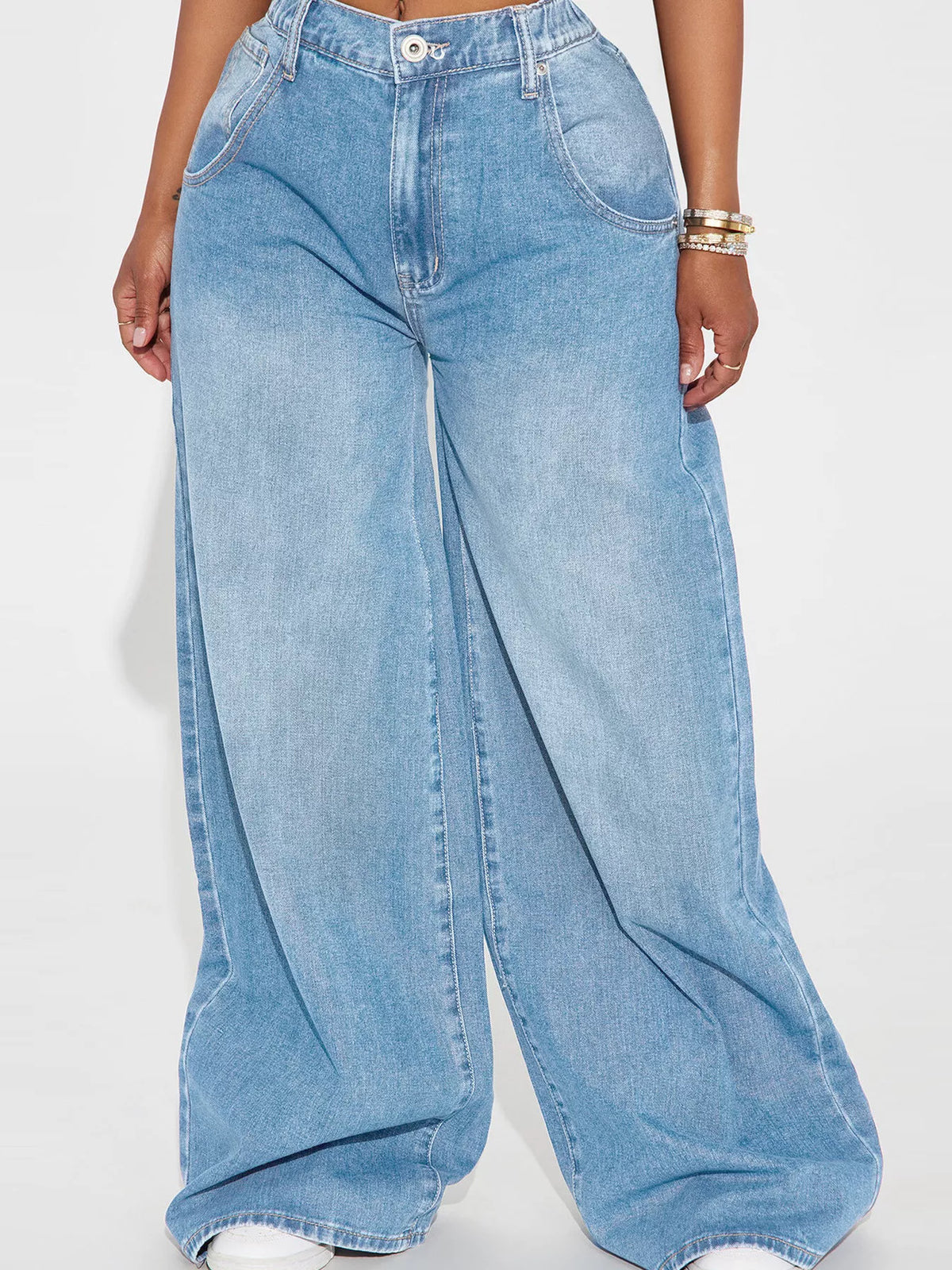 Full Size High-Waisted Wide-Leg Jeans Plus Size